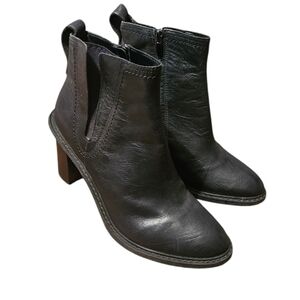 Clarks Narrative Black Leather Ankle Boots Size 9.5M